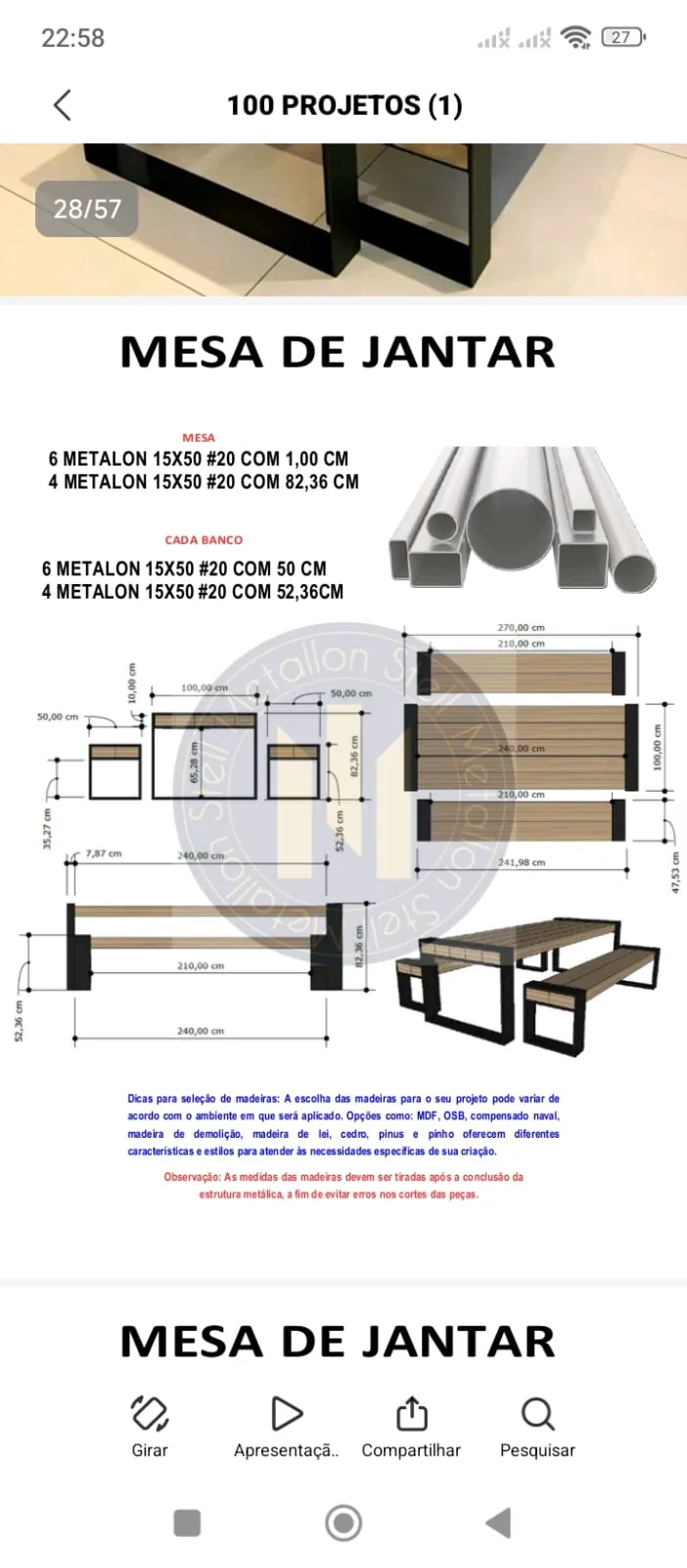Projeto Mesa de Jantar